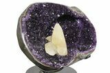 Amethyst Geode with Calcite Crystals on Metal Stand - Uruguay #171892-4